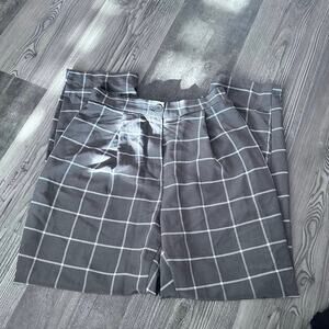 divided h&m gray white square pattern high waisted pants